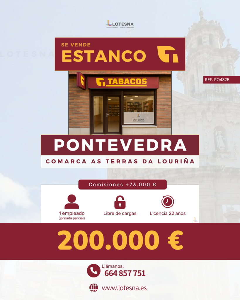 PO482E Estanco en venta en Pontevedra, comarca As Terras da Louriña - LOTESNA